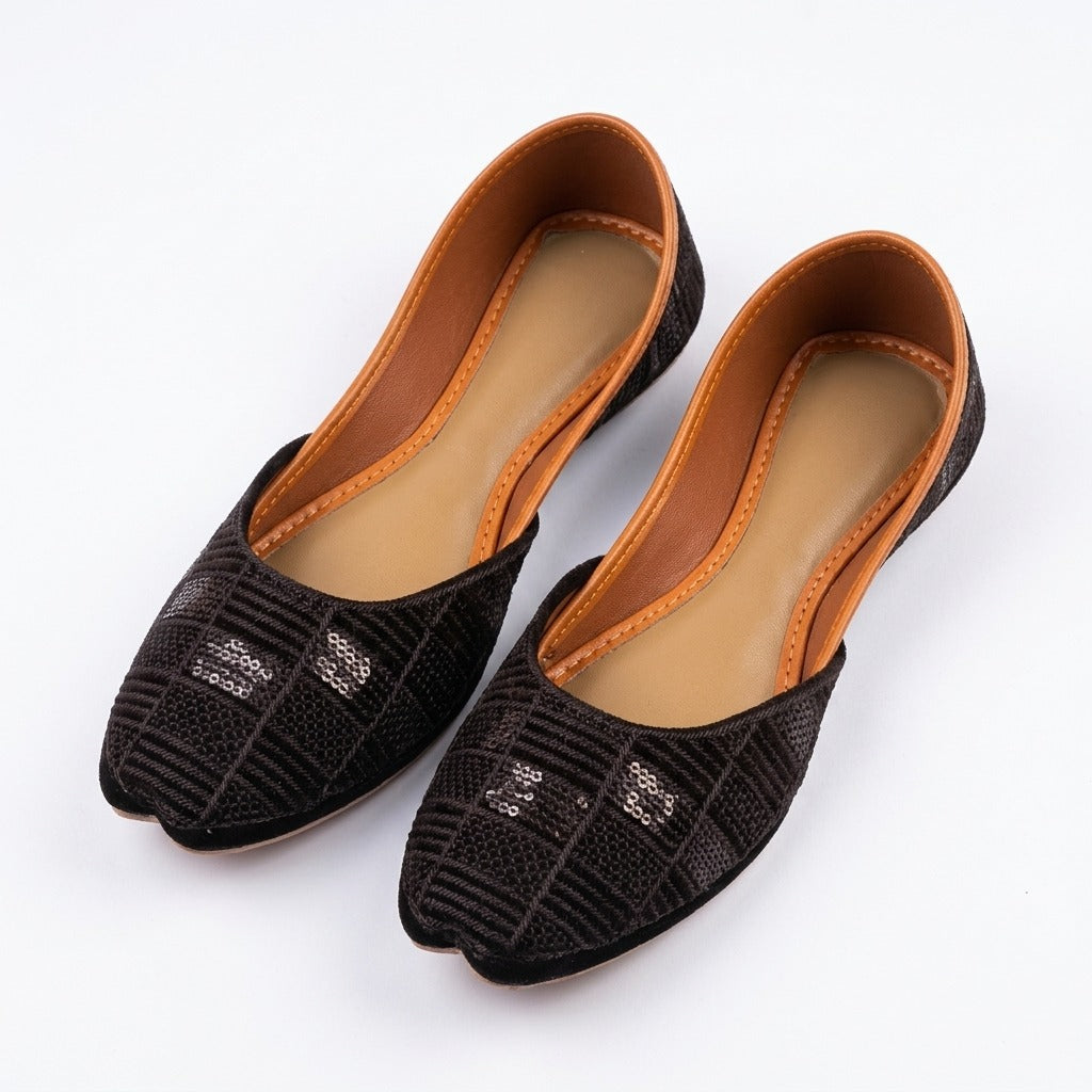 Black Embroidered Traditional Black Khussa