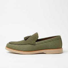 Olive Green Tassel Loafer Shoes